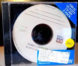 lot 240 image: GQ GREAT QUALITY CD-RW 650MB74 MINUTE 4X CD RECORDABLE DISK (SEALED PKG OF 5 UNITS)