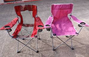 lot 86 image: PAIR EMBARK FOLD UP CHAIRS WITH CUP HOLDERS
