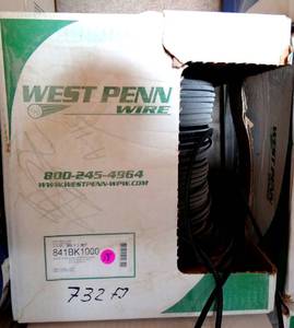 lot 88 image: West Penn 841BK1000 Solid RG6U Type CATV Coaxial Cable Black 1000 Ft - (732FT) $$$