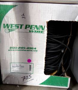 lot 157 image: West Penn 841BK1000 Solid RG6U Type CATV Coaxial Cable Black 705 OF 1000 Ft - $$$