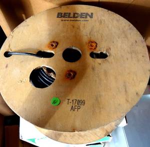 lot 161 image: Belden 7997A, Cat5e, 24 AWG, 4PR, UUtp, OSP, Nonbonded-Pair Twisted Cable, Black (PARTIAL SPOOL)
