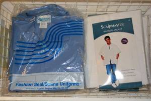 lot 170 image: Fashion Scrubs Size L, and Scalpmaster Barber Jacket, 9 Total