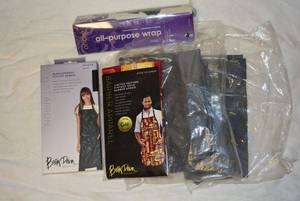 lot 255 image: Aprons and Wraps as shown Gold Barber Apron, Bleachproof and All-Purpose Wrap