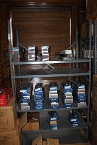 lot 52 image: Metal Shelf Unit CONTENTS NOT INCLUDED         PLEASE PLAN TO PICK UP SHELVING ON SATURDAY, NOV. 20  CALL 817-271-4860 TO MAKE ARRANGEMENTS