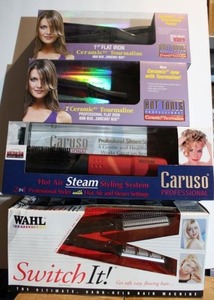 lot 62 image: Hot Tools Flat Irons, Caruso Steam Machine and Wahl Switch It, 4 Total