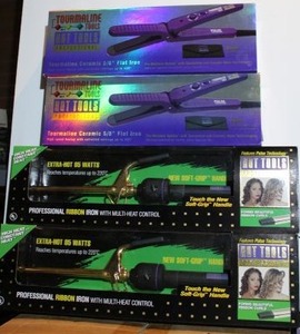 lot 130 image: Hot Tools 58 Flat Irons and Ribbon Irons, 4 Total