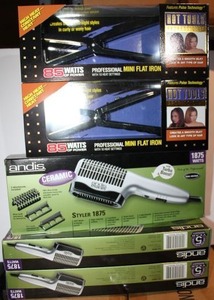 lot 140 image: Hot Tools 2 Mini Flat Irons and 3 Andis Styler 1875