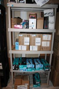 lot 185 image: Plastic Shelf Unit CONTENTS NOT INCLUDED        PLEASE PLAN TO PICK UP SHELVING ON SATURDAY, NOV. 20  CALL 817-271-4860 TO MAKE ARRANGEMENTS