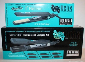 lot 196 image: Hot Tools Cool Tools 1 Flat Iron, and Helix Flat Iron and Crimper Kit