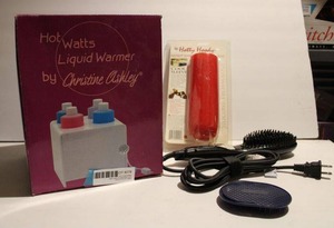 lot 278 image: Hot Watts Liquid Warmer, Hotty Hoody Cool Sleeve and Electric Brush, see Pictures