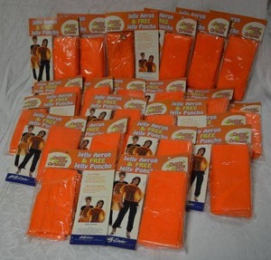lot 341 image: Betty Dain Jelly Apron and Free Ponchos Outta Site Orange, 22 Total
