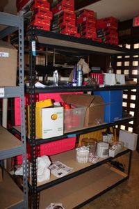 lot 373 image: Metal Industrial Shelving Unit CONTENTS NOT INCLUDED        PLEASE PLAN TO PICK UP SHELVING ON SATURDAY, NOV. 20  CALL 817-271-4860 TO MAKE ARRANGEMENTS