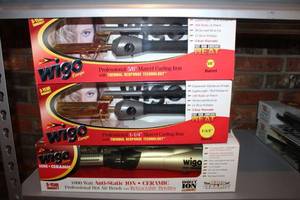 lot 400 image: Wigo 58  Curling Iron, 1-14 Curling Iron and Hot Air Brush, 3 Total