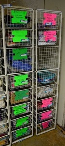 lot 558 image: Elfa Basket Storage Racks, 2 Racks each holds 8 Baskets CONTENTS SOLD SEPARATELY