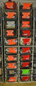 lot 567 image: Elfa Basket Storage Racks, 2 Racks each holds 10 Baskets CONTENTS SOLD SEPARATELY