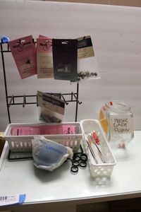 lot 963 image: Nail Genie Manicuring Attachments, Wire Stand, Sanding Bands, Plastic Cuticle Pushers, Luminous Bowl