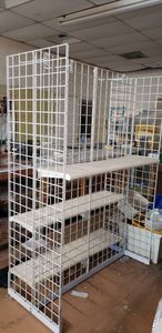 lot 1030 image: Grid Display Rack with Plastic Shelves Already Disassembled