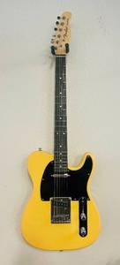 lot 1 image: Telecaster Guitar - Yellow (Fender sticker on head, not real Fender)