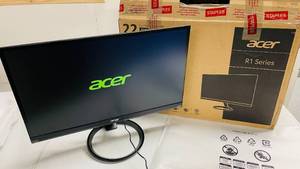 lot 78 image: Acer 22 R221Q Computer Monitor w stand and cables in box (works)