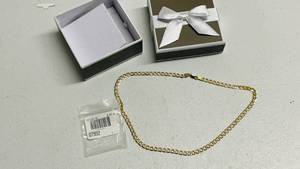 lot 156 image: 18 5.2mm Semi-solid Pave Curb Chain 14k Stamped Gold & Rhodium PWF120-18 9.09grams