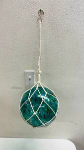 lot 157 image: Green Large Glass Ball w Rope