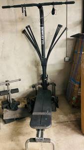 lot 201 image: Bowlex XLT 310lb Full Body Workout with rotating push up, leg attachment and pulley (Large item will need truck to move)