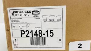 lot 252 image: Progress Lighting Polished Chrome 3 Light P2148-15 in box