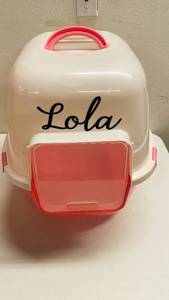 lot 257 image: Pet Carrier w Lola name on it