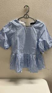 lot 289 image: Pomander Place Womens Blue Striped Shirt Blouse Size S - NEW
