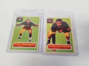 lot 188 image: Pair of 2 1956 Topps football cards - Frank Varrichione and Dick Flanagan