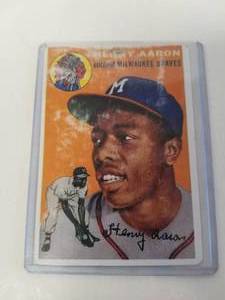 lot 23 image: 1954 Topps Hank Aaron baseball card