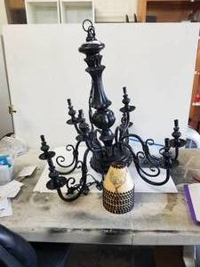 lot 245 image: Black - rooster themed hanging light