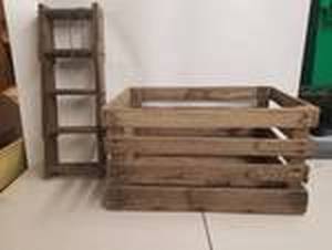 lot 230 image: Wood crate and wood wine rack