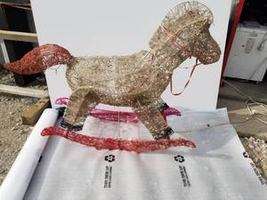 lot 264 image: Outside Rocking Horse - mechanical (works but needs some adjusting) decoration - lighted - 36 by 38