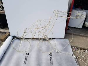 lot 269 image: Outside lighted Christmas cart, trees decorations
