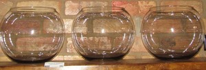 lot 39 image: 3 oval clear glass fish bowls