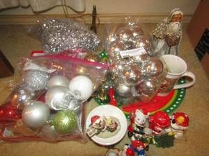 lot 85 image: Christmas- Tinsels, bulbs, ornaments, coffee cup etc.