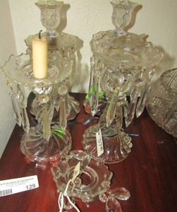 lot 129 image: 4 candelabra crystal candle holders 16