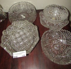 lot 130 image: 4 decorative crystal bowls