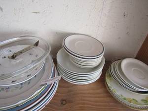 lot 144 image: 7 white salad bowls, 7 Theodore bread plates, 6 white saucers, and 6 assorted plates
