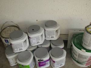 lot 146 image: lot of paint and samples mostly black