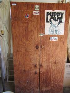 lot 151 image: Tool caddy wooden double door 73x40x33