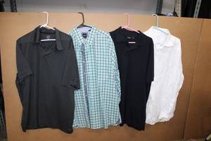 lot 45 image: Mens Shirts XXL Champion Golf Polo XXL, Boss Regular Fit Green and Black Check, Boss Polo Shirt, Ermenegildo Zegna White Dress Shirt