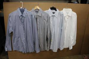 lot 46 image: Mens Shirts XXL Zagiri 2XL, Valentino 17.5 - 44 Gray Stripe, Versace City Stripe Shirt, and Ermengildo Zegna White Dress Shirt 47