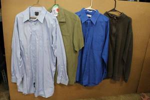 lot 48 image: Mens Shirts XXL Jos A. Bank 18-36, Quiksilver XXL, Van Heusen 17.5-3435 Blue Dress Shirt, Woolrich XXL Long-Sleeve Top