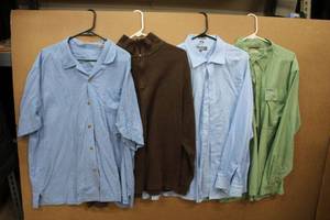 lot 49 image: Mens Shirts XXL Tommy Bahama XL, Brown Ralph Lauren Polo Long-Sleeve Top, Kenneth Cole Wrinkle Free 18-3435 Blue, Simms Fishing Products 2XL Green Top