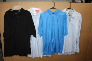 lot 52 image: Mens Shirts XXL Puritan XL Black Short-Sheeve Top, Champions Tour XL Blue Top, Johnston&Murphy XXL Tailored Fit, Johnston&Murphy XXL