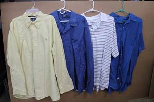 lot 53 image: Mens Shirts XXL Ralph Lauren Classic Fit Yellow,  Ralph Lauren XXL Blue, Champions Tour XL Top , and Ralph Lauren XXL Classic Fit Blue