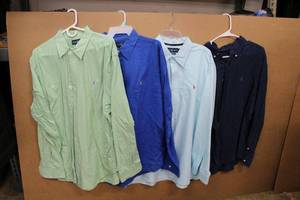 lot 54 image: Mens Shirts XXL  Ralph Lauren XXL  Green and White Stripe,  Ralph Lauren XXL  Blue, Ralph Lauren XXL Classic Fit,