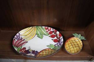 lot 59 image: Clay Art Pineapple Paradise Platter and Dish